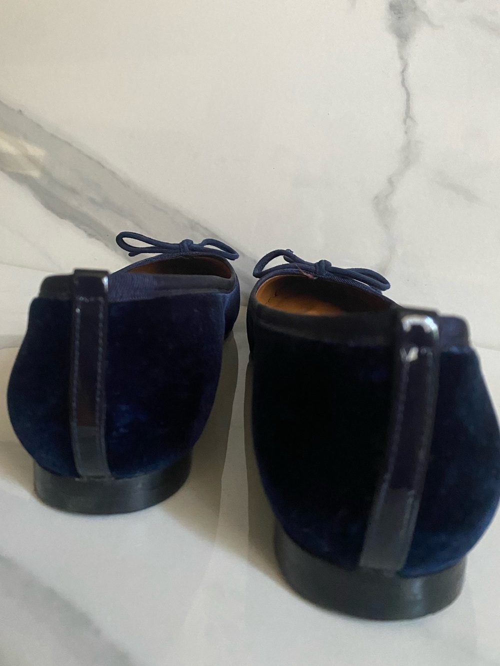 Margaux Lonnberg Dark Blue Velvet Demi Ballet Flats 7.5 Chic Event Classic - Picture 7 of 10
